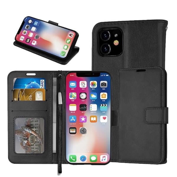 Läderfodral / Plånbok - iPhone 11 Pro Max, 6.5 - plånboksfodral Svart