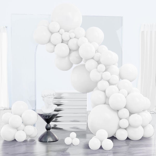 Vita ballonger, 85 st Matt vita ballonger Olika storlekar Paket med 18 tum 12 tum 10 tum 5 tum för ballonggirland som födelsedagsdekorationer SQBB