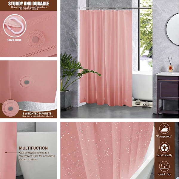PEVA Duschdraperi Vattentät Plast Klara Badkarsgardiner Transparenta/Färgglada Badrumsgardiner Mögel Hem Lyx med Krokar Transparent Pebbles