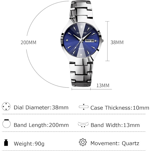 Minimalistiske Par Ure Kvinder Mænd Håndleds Ur Forretning Rustfrit Stål Ur Analog Kvarts Ur 50m Vandafvisende Lysende Ur Blå A Blue A
