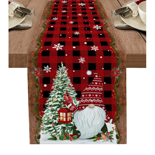 Julgran Snögubbe Lin Bord Löpare Kök Matbord Inredning Gård Navidad Xmas Vinterbord Inredning a 260X33cm 102x13inch