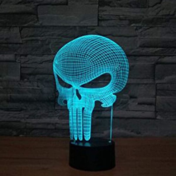 Punisher Skull 3D-modell Visuell optisk illusjon 7 farger Chan