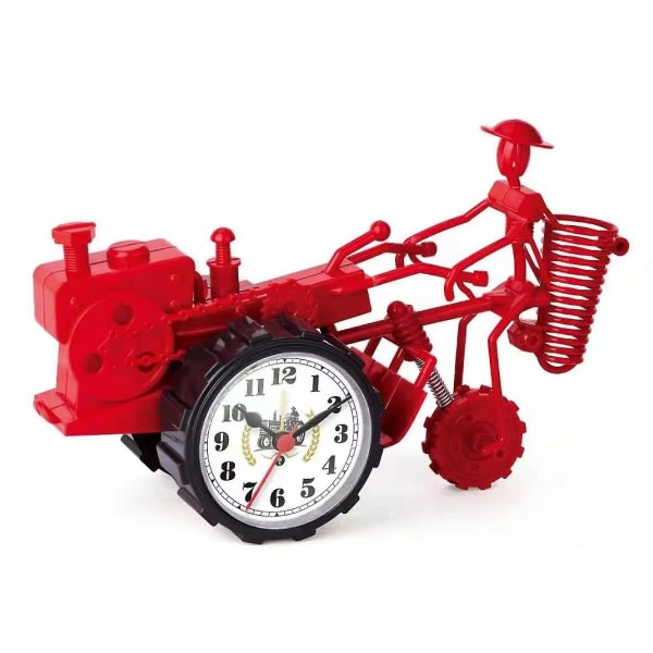 Traktormodell väckarklocka Gammaldags digital klocka för hemmakontorsbord (färg: röd)