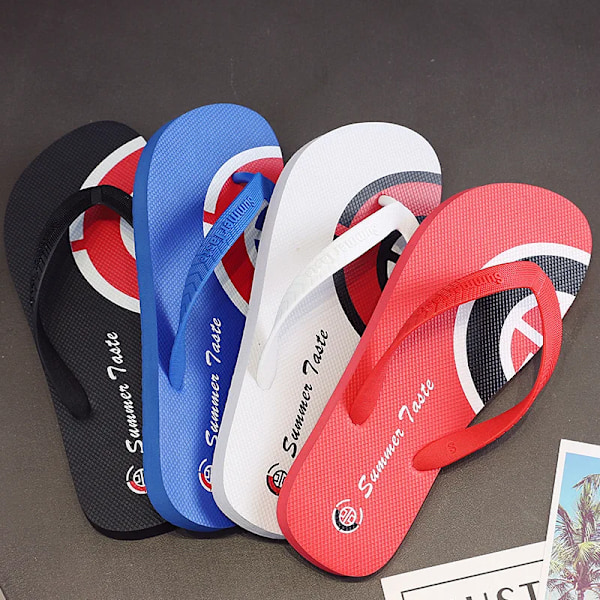 2022 Nye Flip Flops Tøfler Mænd Sommer Anti-Skid Udendørs Korea Casual Light Strand Sandaler Husholdning Slipper Studenter Billeder Blå S 40-41 265mm