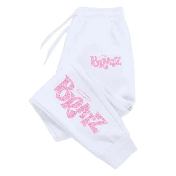 Bratz Rosa Tryk Mænd Kvinder Bukser Lomme Springende Svæve Leggings Baggy Gym Jogger Spårslæp Snøre S Brugspar Black-JJ0518-DX XL