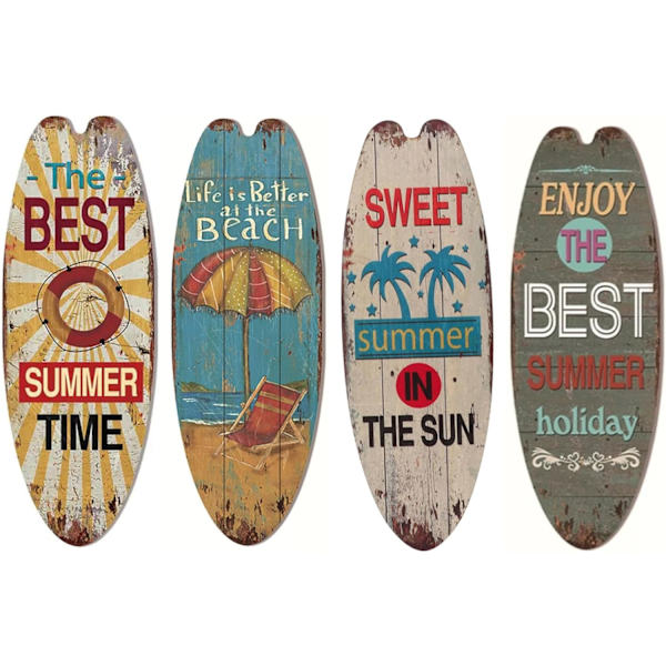 Surfboard Dekoration 4st/Set Sommer Hængende Træ Rabed Dekorative Surfboard Strand Hawaii Dekoration til Hjem, Cafe, Bar, Fest Hjemmeindretning