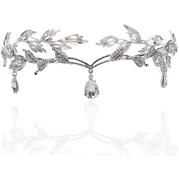 Rhinestone Crystal Tiara, Bryllups Tiara, Rhinestone Leaf Crown Cr