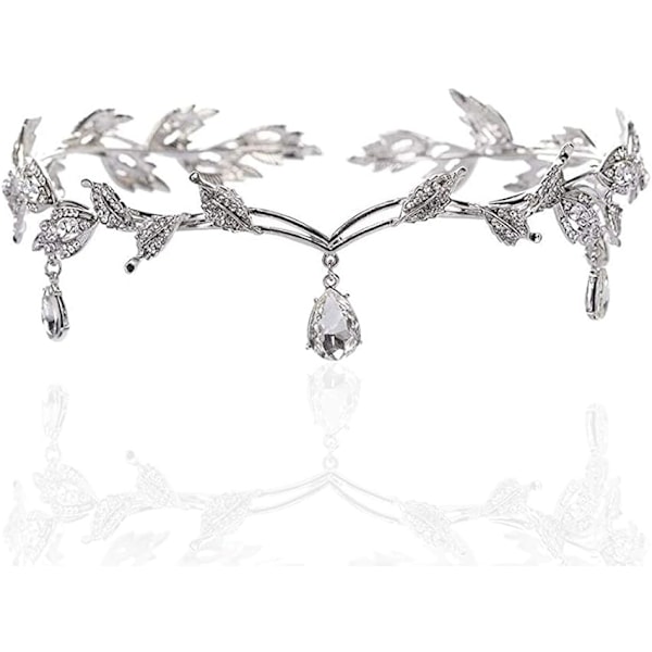 Rhinestone Crystal Tiara, Wedding Tiara, Rhinestone Leaf Crown Cr