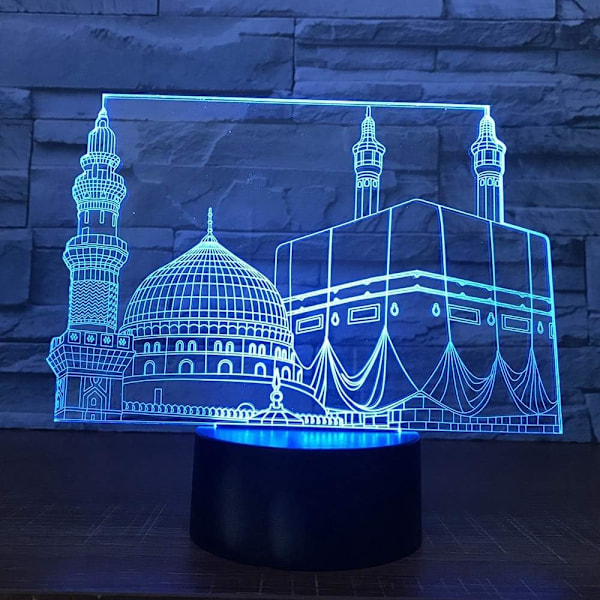 Kreativ 3D islamisk slot natlampe 16 farver skifter US
