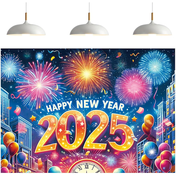 Nyårsafton 2025 Bakgrund, Stor Fotobåsbanner 82,6 x 59 Tum