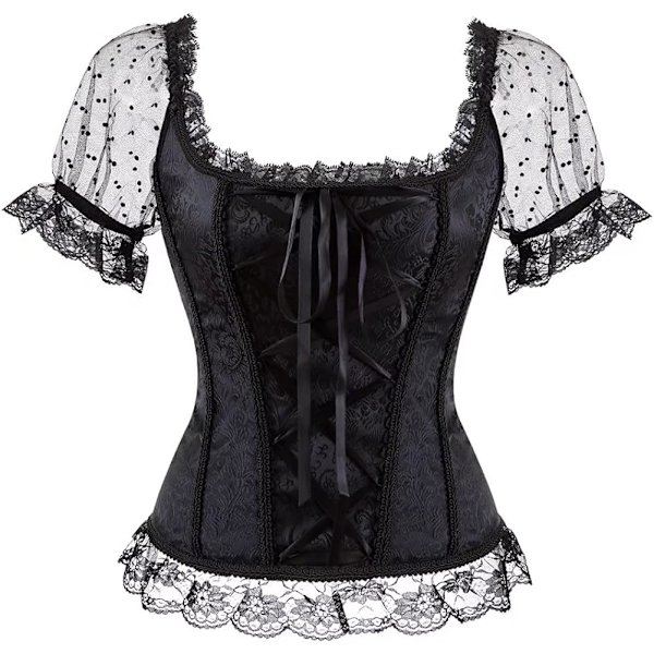 Naisten korsetit Overbust Bustier Top Gothic Sexy Olkapää 8108black L 8108black L