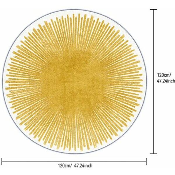 Moderne stil tæppe 120 x 120 cm skridsikkert garnhøjde 6 mm gul