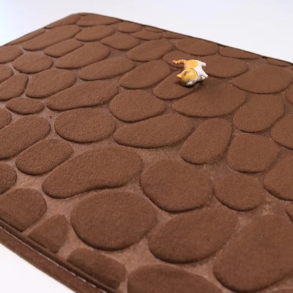 Halkfria mattor Kullerstenspräglade badrum Badkar i handfat Badkar Sidogolv Matta Duschrum Dörrmatta Memory Foam Matta khaki 40X60cm