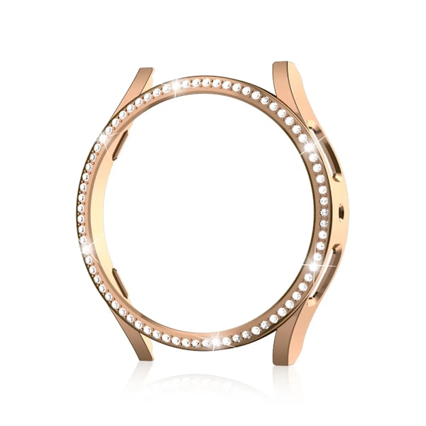 Etui til Samsung Galaxy Watch 6 5 4 40 mm 44 mm etui PC enkeltradet diamantbelagt skinnende cover kofanger uden glas Gold Galaxy Watch6 40mm