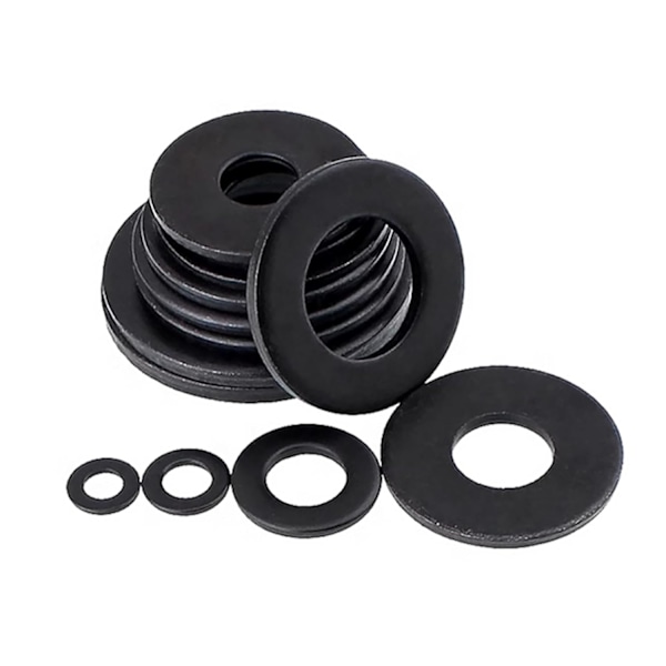#10 x 0,5\" OD SAE Sorte Flade Skiver - 100 stk 18-8 (304) Rustfrit Stål Black #10 x 0.5"OD/304