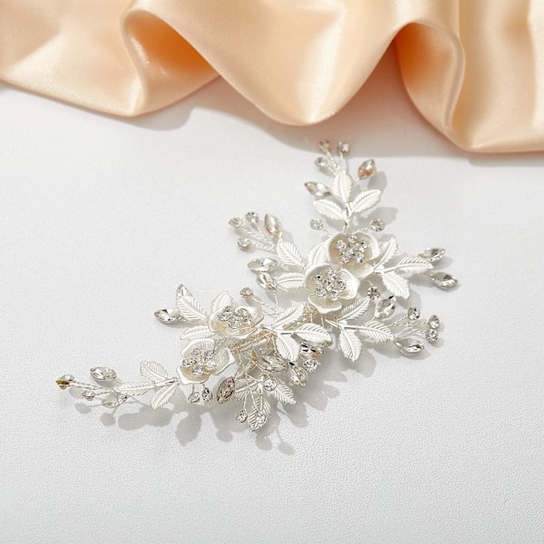 Ljus roséguld bröllopshårklämma Rhinestone Handgjorda blomma hårklämmor B B