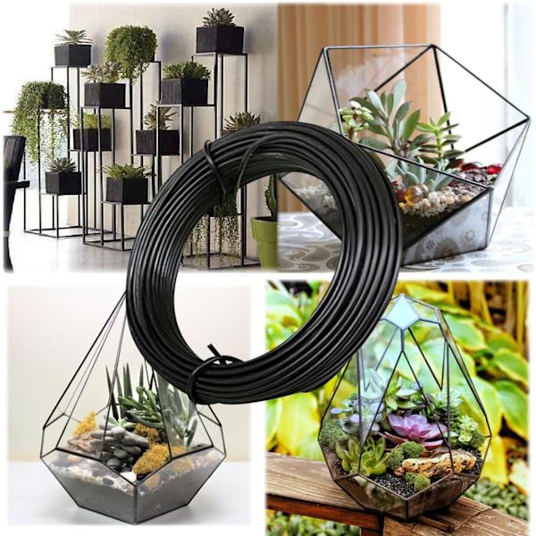 Trädgårdstråd Växt Twist Tie plastbelagd spole Sträng Mjuk för hemmakontor Växtfästning Diy Bonsai Flower Pot Support Strap Svart Krukverktyg Svart