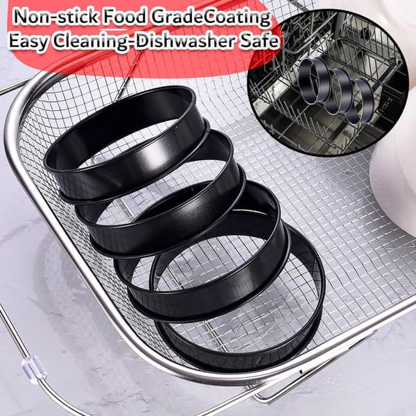 12-dele bageforme i rustfrit stål, non-stick runde dessertforme til kager, bagværk og småkager, sort, 8,5 x 2,5 cm black 8cm