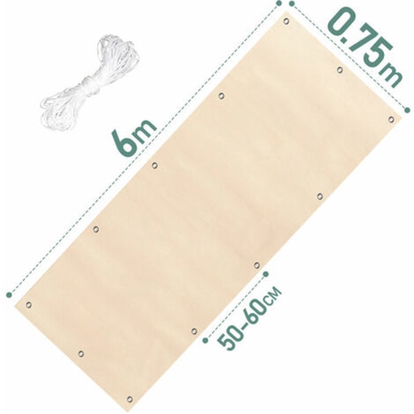 Sekretisuusnäyttö Parvekkeelle PVC Puutarhaterassi 600x75cm Beige - Beige