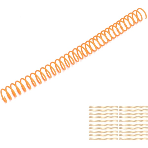 Spiralbundna spolar, 20 stycken, spiralbundna plastspolar, 19 mm, 3/4 tum innerdiameter, 30 hål, spiraler för A4 och A5 anteckningsböcker (orange) apelsin