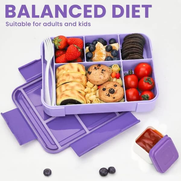 Matlåda - 1330 ml - bento-låda, läckagesäker - lila - 23*17*4.8 cm - Hög kvalitet