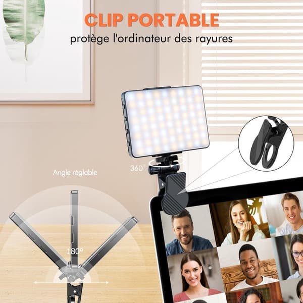 LED Selfie-lys med klips, 72 LED bærbart videolys, 3000-9900K