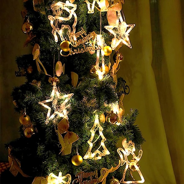 Hjemmeforsyning julelys gardin streng lys LED sugekop julelys til bryllupsfest have soveværelse vindue dekoration (juletræ stil)