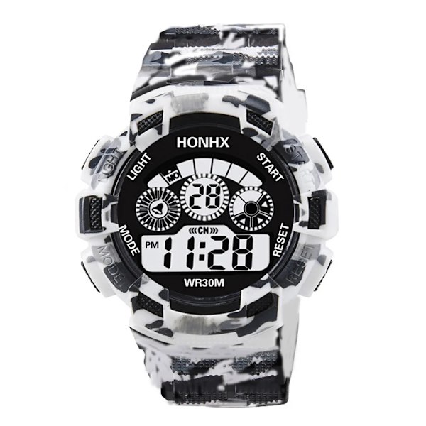 Militærur til mænd Sport LED elektronisk ur til mænd Fitness vækkeur Multifunktionelt armbåndsur Montre Homme Camouflage blå