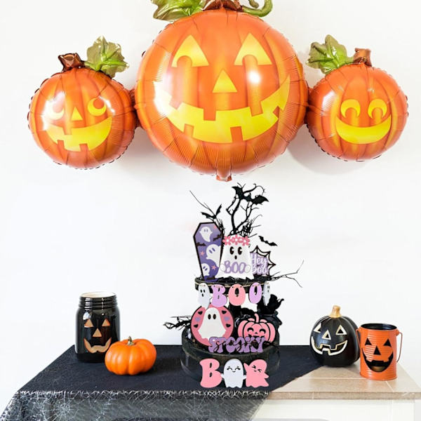 Halloween-kerrosalusta | Puusta valmistetut kausivaihteelliset koristeet pöydän sisustukseen