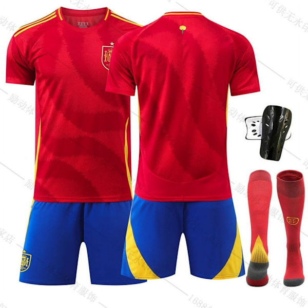 2024 Spanska Hemma Europacup Fotboll Set Tröja Nr 7 Morata 9 Kanada 19 Amal nonumber+socks+protectivegear nonumber+socks+protectivegear #24