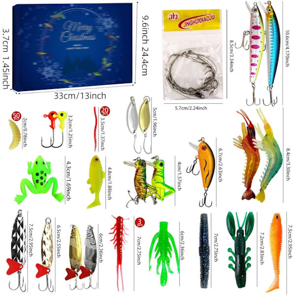 Fiskeri Tilbehørs Adventskalender 2024 - 24-Dages Fiskeredskabs Sæt til Jul 781B