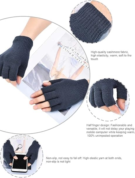 4 par fingerless-hanskar vinter half finger vantar enfärgad stickad ty