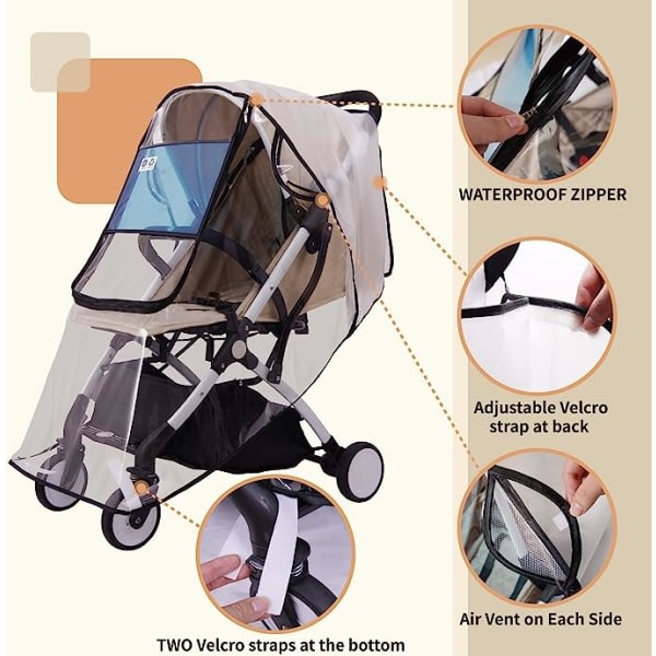 Universal regnskydd för barnvagnar, Regnhuva för barnvagnar, fönster med bekvämt åtkomst, bra luftcirkulation, inga skadliga ämnen SQBB