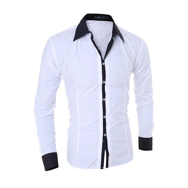 Miesten raidallinen paita Pitkähihainen Slim Fit Valkoinen Sosiaalinen Casual Paita Miesten Business Camisa Masculina Chemise Joulupaita 1036-Black L