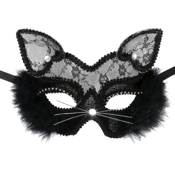 Sexig spetsmaskeradmask kvinnlig kattmask venetiansk mask för maskeradfest Halloween jul karneval gudinna