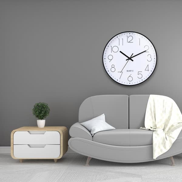 Klocka-Väggklocka-Väggklocka Modern-Kvarts-30x30CM-Lämplig för kök, hem, vardagsrum, sovrum, skola-Svart/Vit