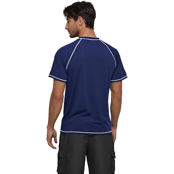 Herre kortærmet hurtigtørrende badetop surf UV solbeskyttelse badedragt (marineblå)M Navy Blue Navy Blue m
