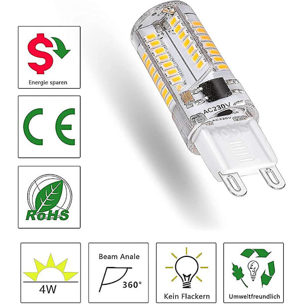 G9 LED-lampa, 3w LED-lampa motsvarande 30w halogenljus, 300lm varm [DB]