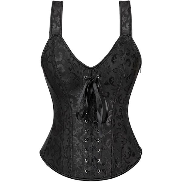 Naisten korsetit Overbust Bustier Top Gothic Sexy Olkapää Musta6806 2XL Black6806 2XL