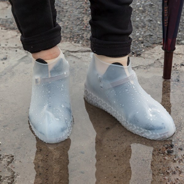 Skoöverdrag, skoöverdrag, regnstövlar Återanvändbara Lätt att bära för kvinnor, män, barn. (Gul+Vit)