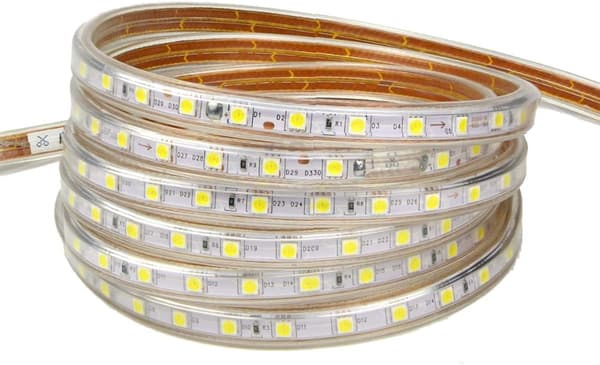 LED-stripe, vanntett 220v, 5050 IP65 vanntett, varmhvit (6m) - Perfet-max