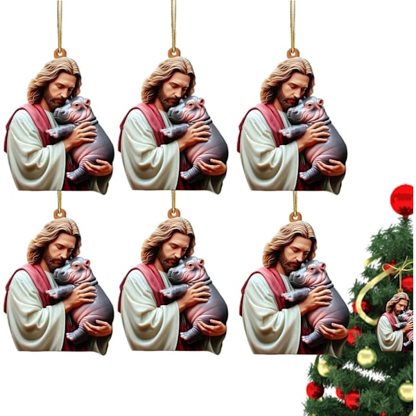 Set med 6 Akryl Julgranspynt, Unika Semesterdekorationer för Trädet To
