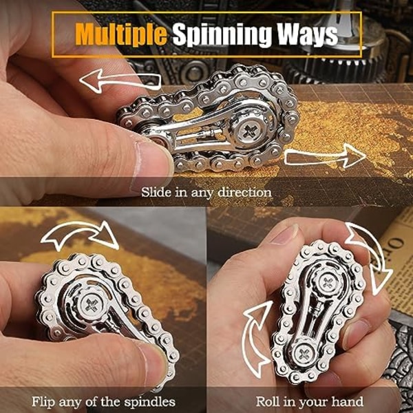 Montera Fidget Spinner Ring Legetøj til Børn og Voksne, Metal Fidget Sensory Cykelkæde Gear Cube, EDC Nyhed Stress Relief