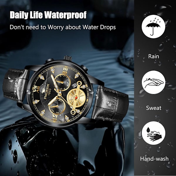 Herrar Analog Kvarts Armbandsur Vintage Elegant Armbandsur Datumskalender Luminous Watch Svart C Black C