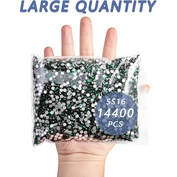 14400 stk Grønne Flade Rhinestones til DIY Håndværk, Smaragd, SS16, 3,8-4,0 mm Emerald SS16/14400pcs