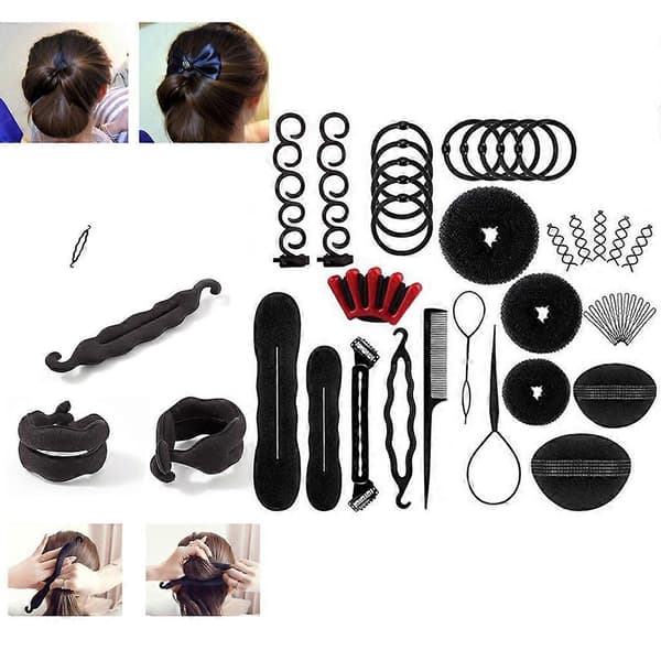 40 stk/sett Kvinner DIY Hårstyling Tilbehørssett Magic Donut Bun Maker Hårnåler_max