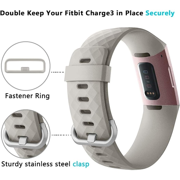 2-pak erstatningsremme, der er kompatible med Fitbit Charge 3/Fitbit C