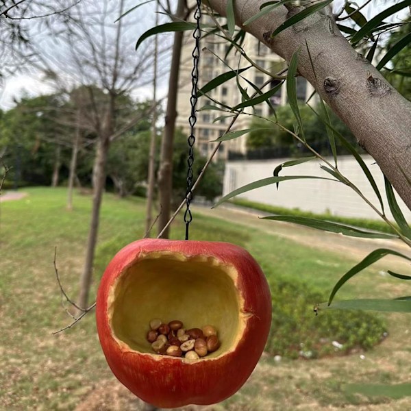Fruktformet fuglemater for utendørs, kreativ stor kapasitet fuglematbeholder for hagen