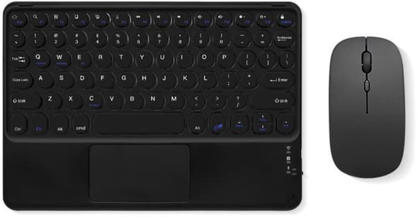 Bærbart Bluetooth-tastatur med pegefelt, genopladelige 78-tasters runde støjsvage taster til iPad Pro, iPad, iOS og Android, sort