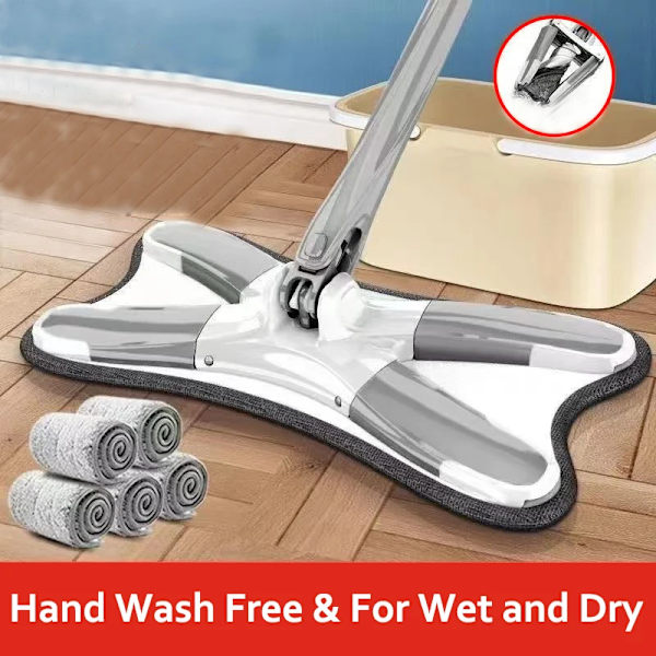 Platt lattiamoppe vaihdettavilla kangaspäillä X-Type Käsinpesu ilmainen puristamismoppi katoille Kulmaikkunat Lazy Cleaning Tools 003 mop-4
